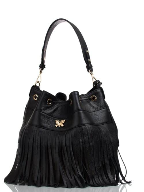 fringed leather bag